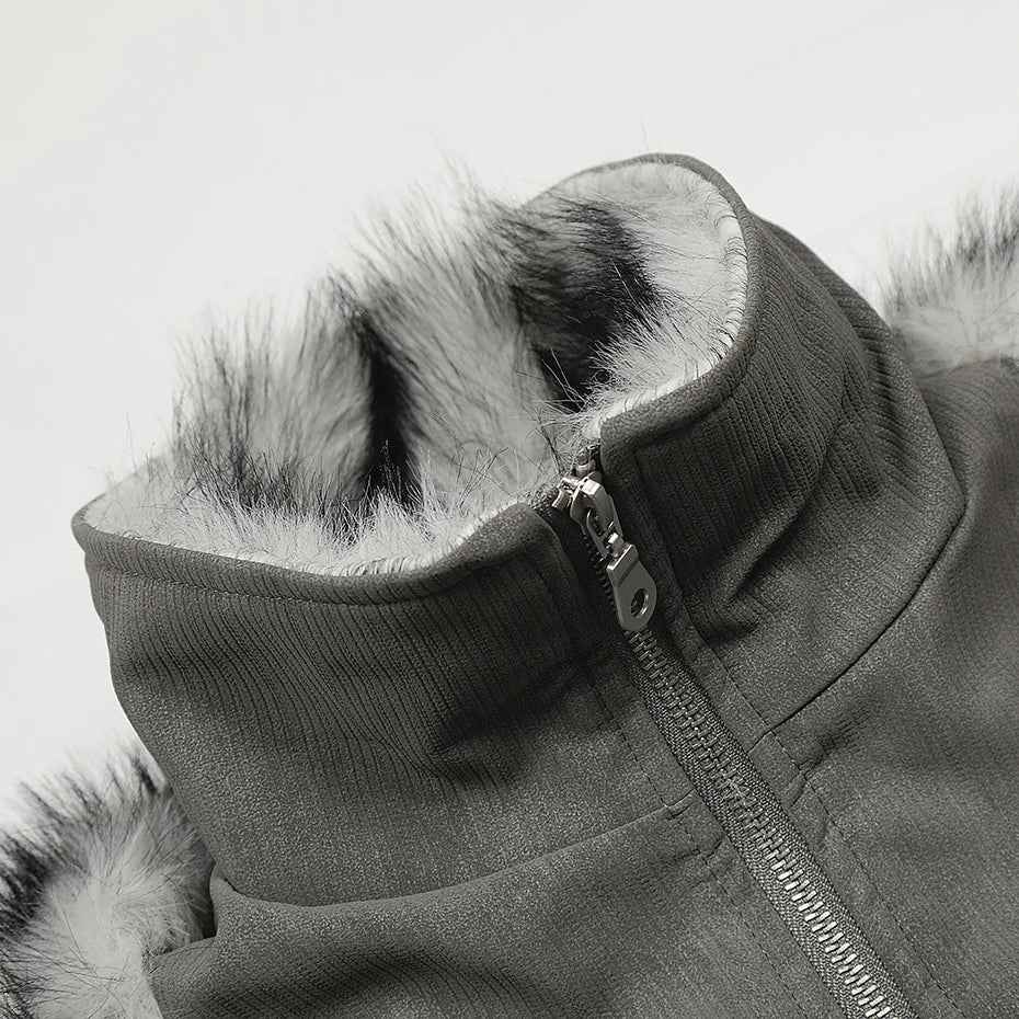 Streetwear Winter Vintage Fur Thicken Parkas Jacket