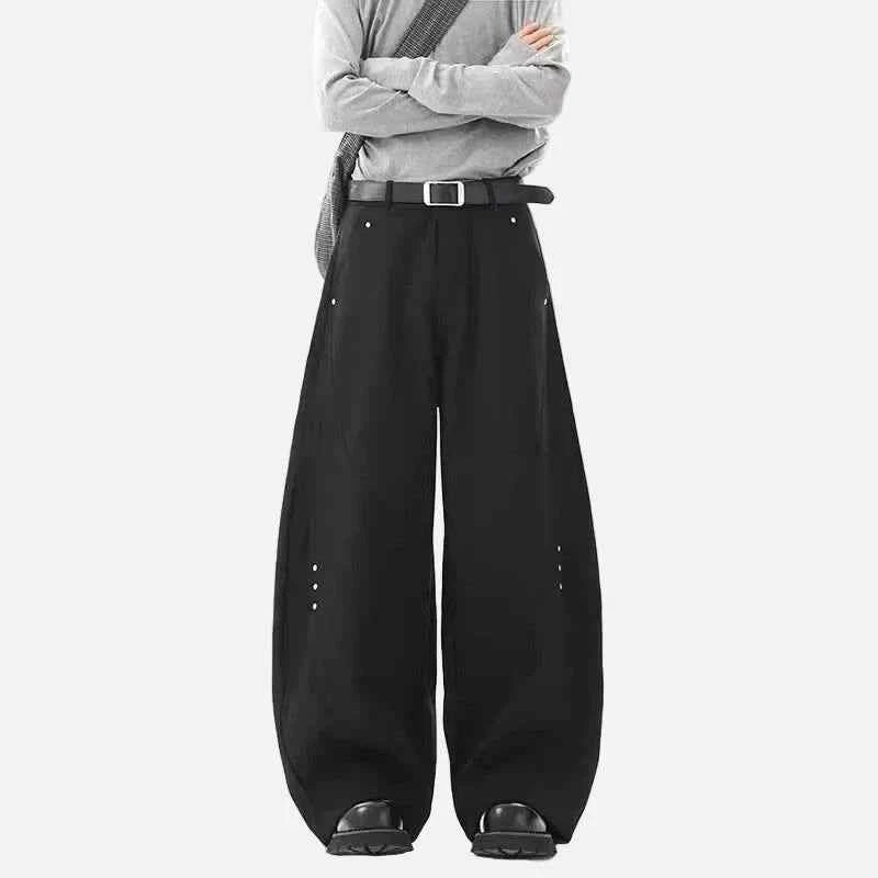 Luxury Black Scimitar Casual Wide Leg Pants