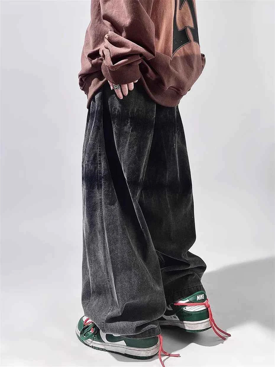 Vintage Gothic Embroidery Wide Leg Jeans