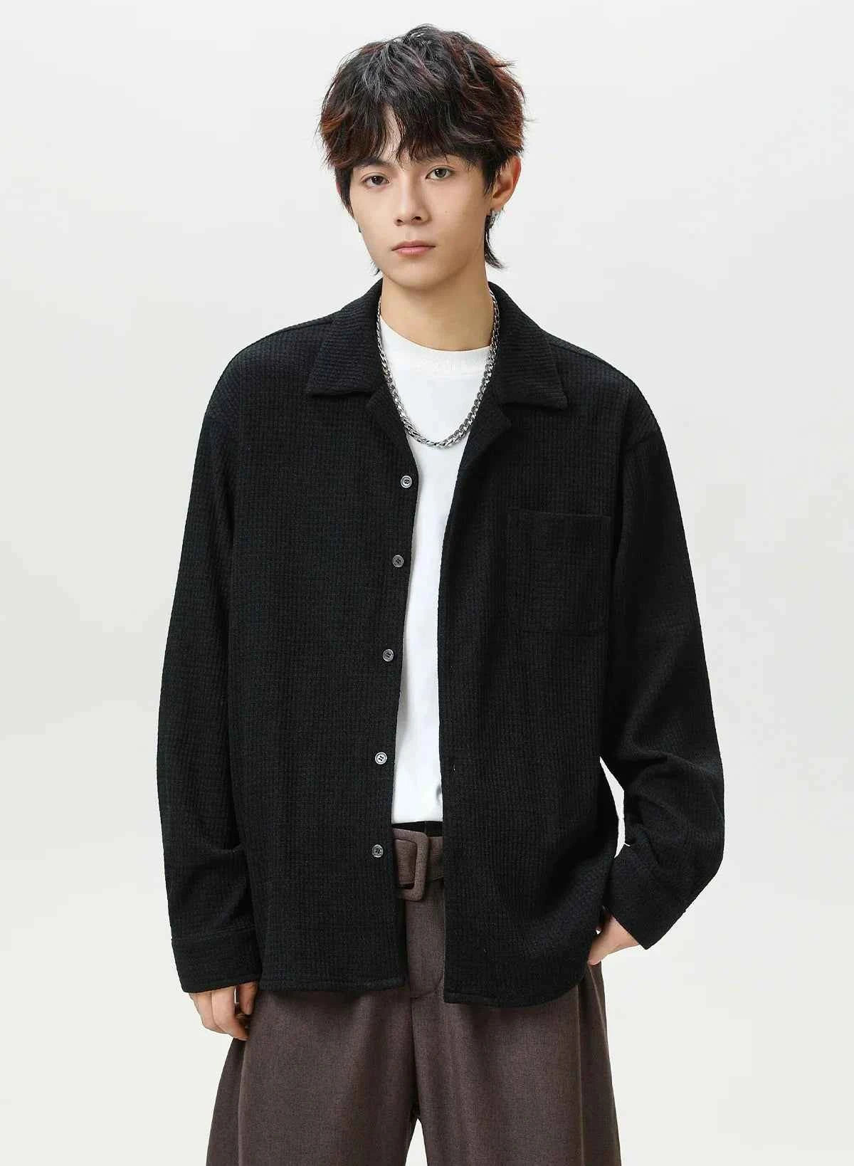 Vintage Oversized Flannel Cuban Collar Shirt