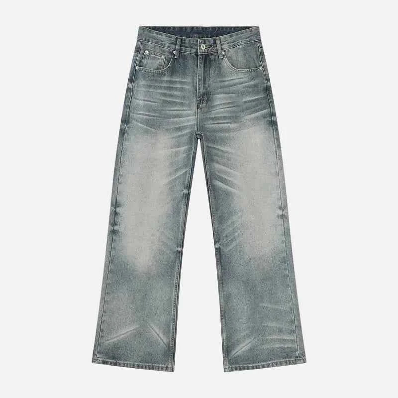 American Style Vintage Washed Blue Denim Jeans