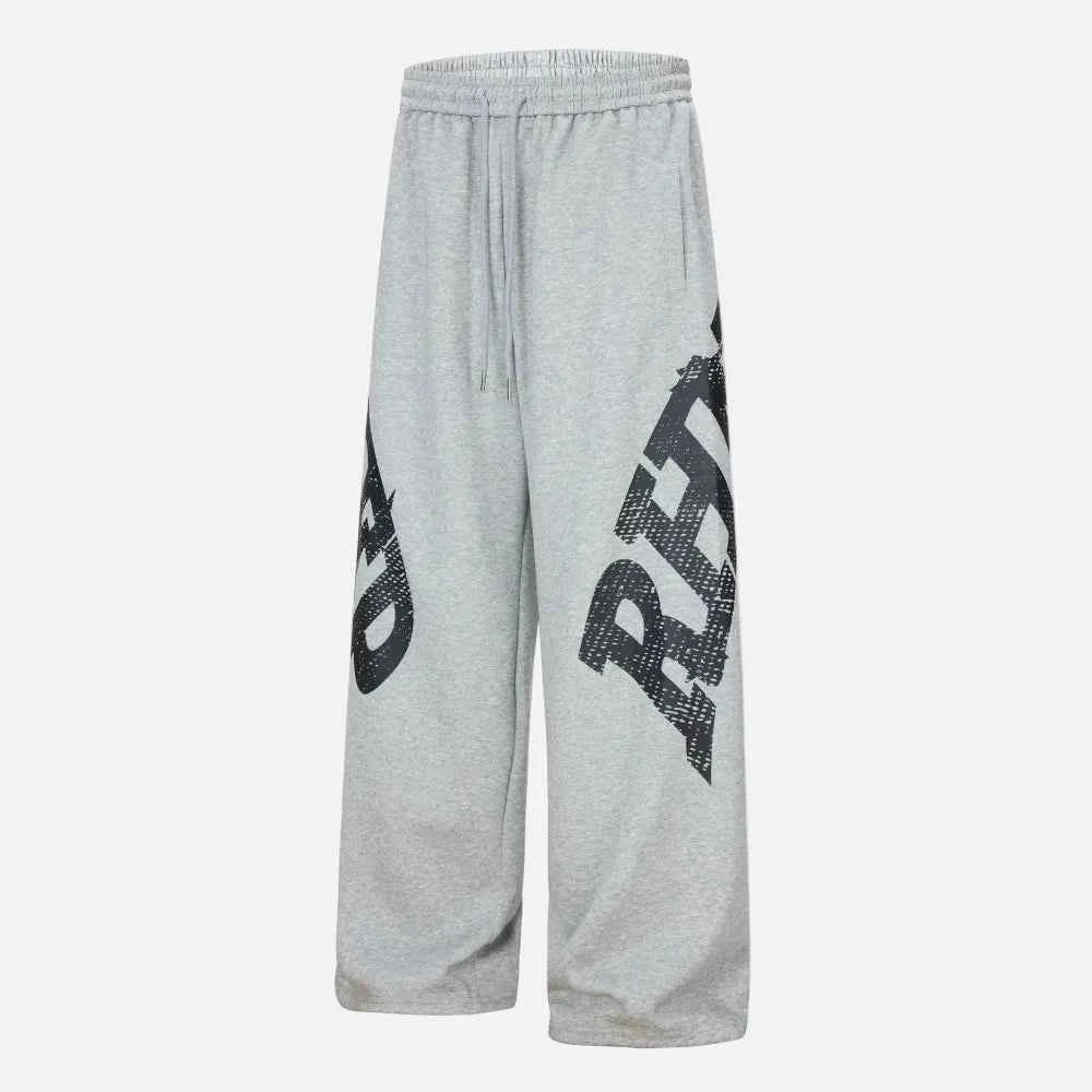 Elastic Waist Wide Leg Letter Print Sweatpants