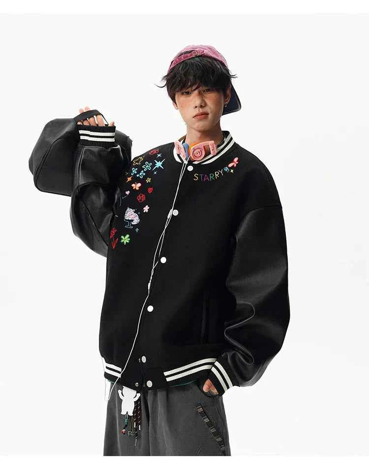Y2K Cozy Embroidered Baseball Varsity Jacket
