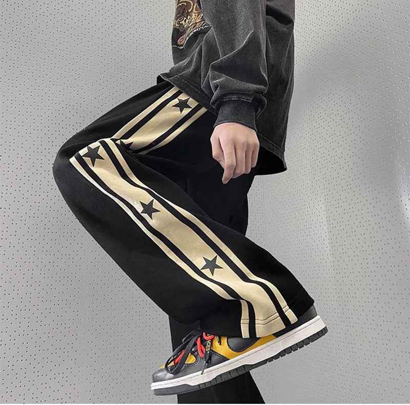 Streetwear Vintage High Waist Black Star Sweatpants