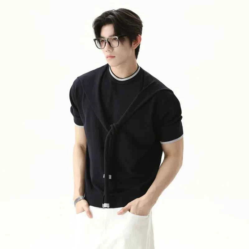 Flexible Solid Color Round Neck Casual T-Shirt