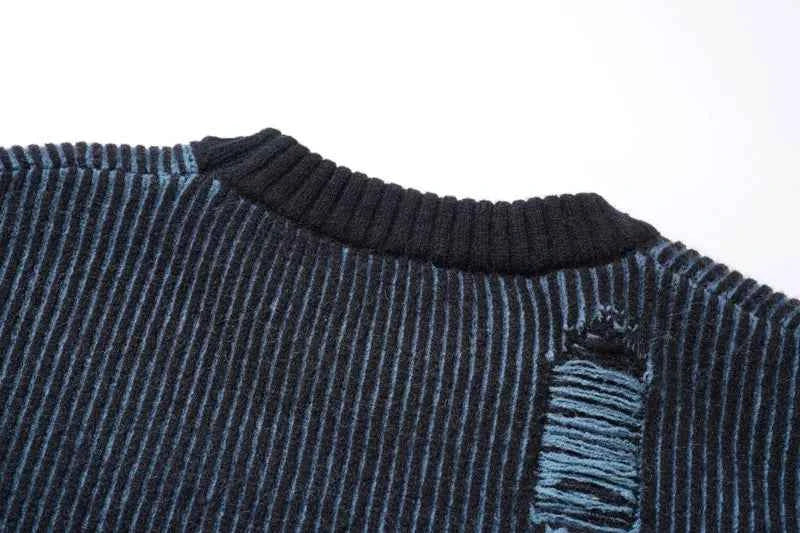 Y2K Grunge Knitted Stripe Ribbed Sweater