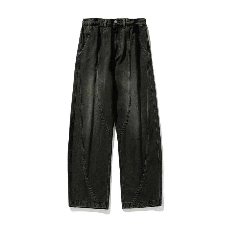 Solid Washed Distressed Wide Leg Jeans