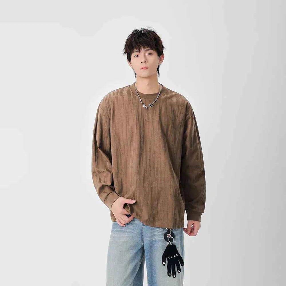 Comfortable Textured Crew Neck Long Sleeve T-Shirt