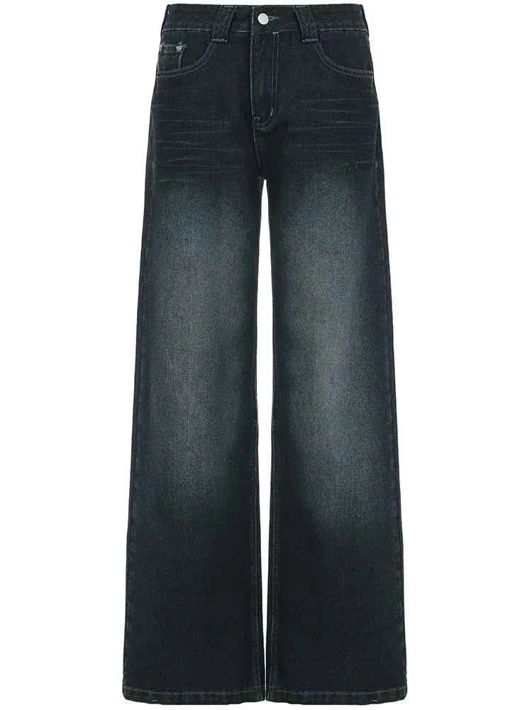 Dark Blue Loose Fit Straight Jeans