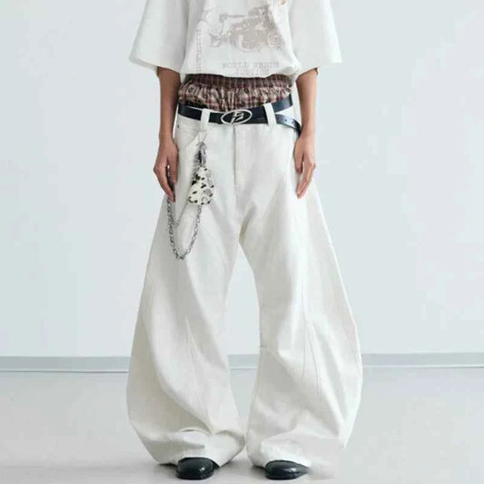 Stylish Plush Solid Color Loose Wide Pants