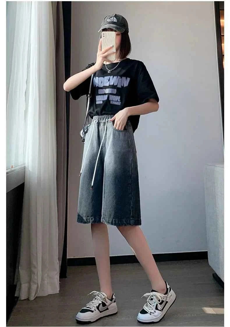 Summer Essential High Waist Black Denim Short