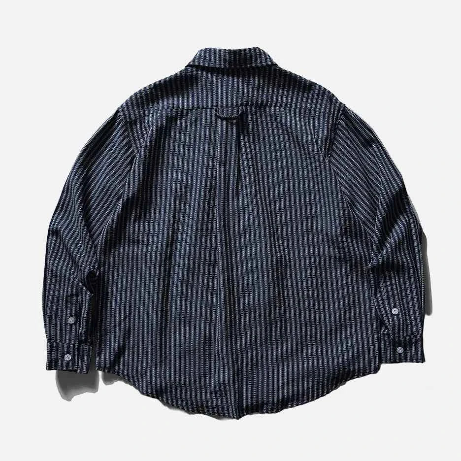 Casual Striped Seersucker Long Sleeve Shirt