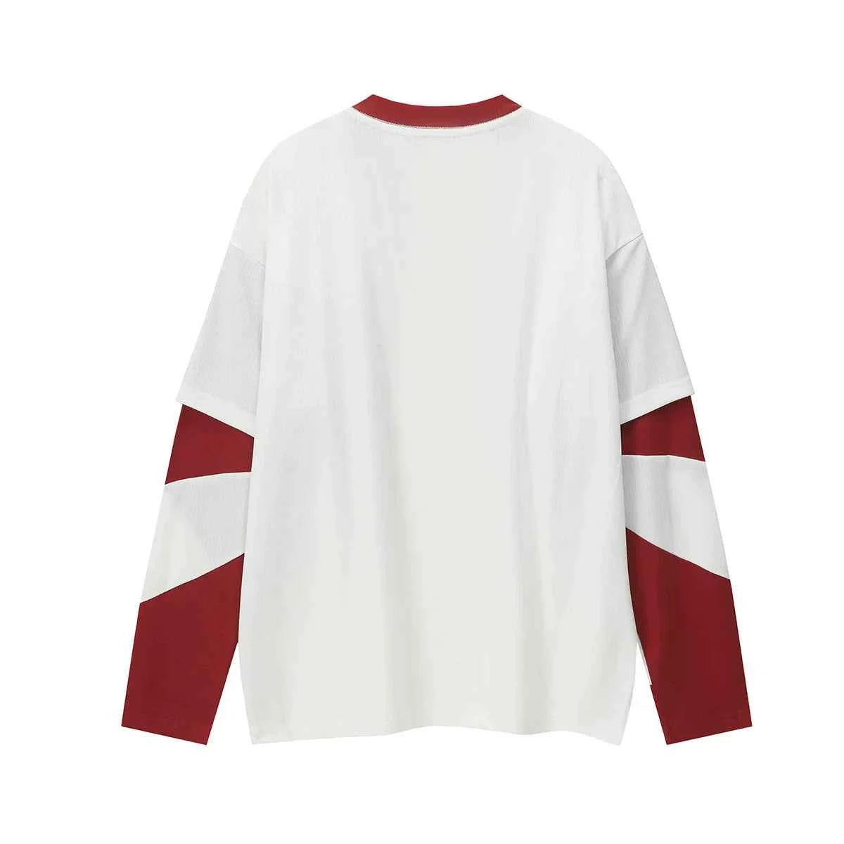 Color Block Patchwork O-Neck Long Sleeve T-Shirt