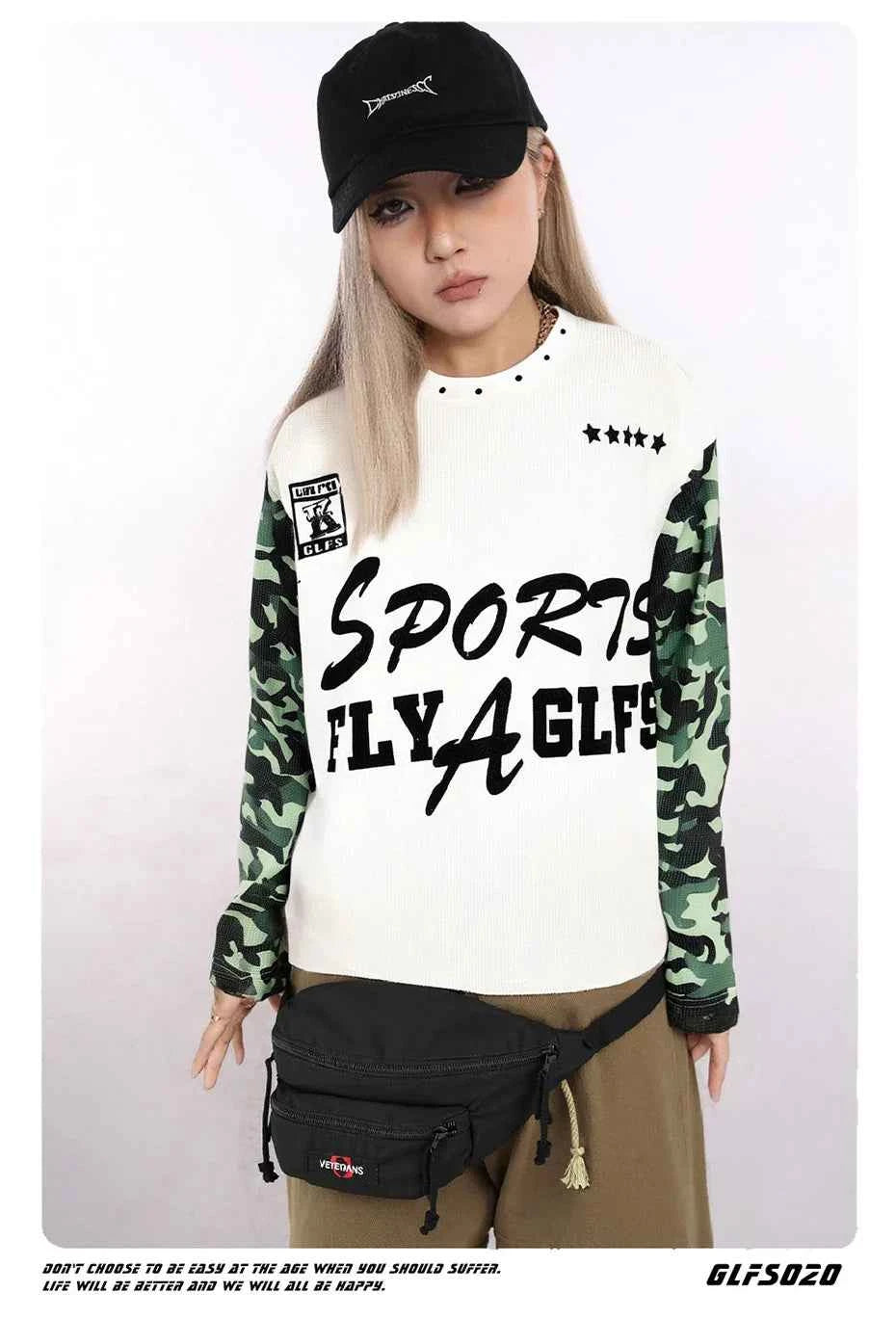 Unique Camouflage Patchwork Long Sleeve T-Shirt