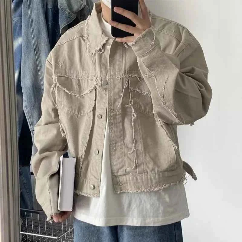 Frayed Retro Workwear Denim Jacket