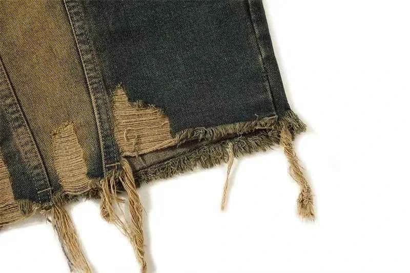 Cowboy Style Distressed Denim Vest
