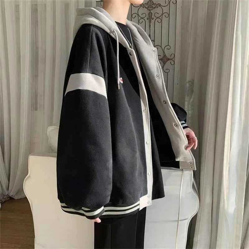 Y2K Stylish Patchwork Hooded Varsity Jacket