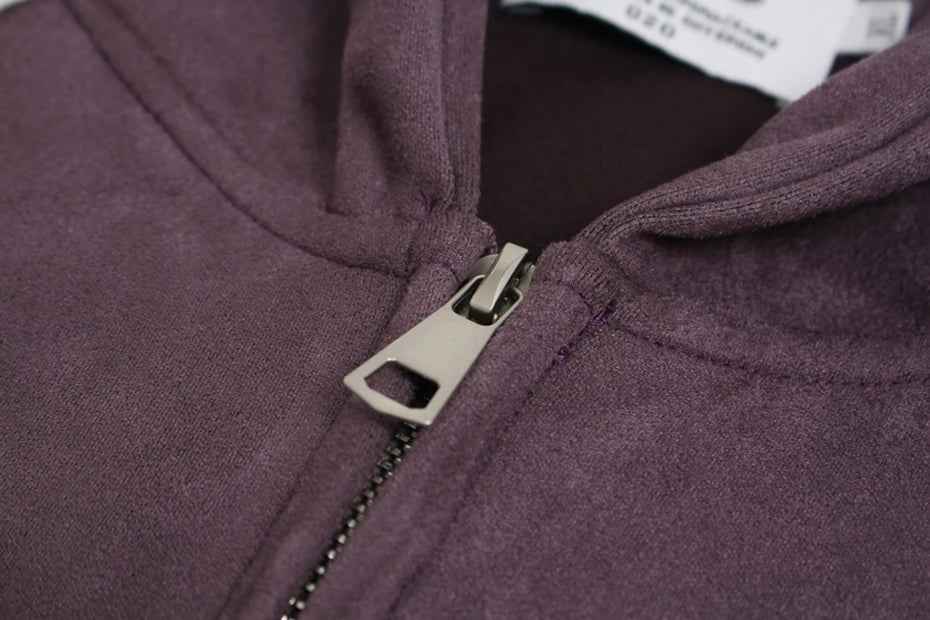Striped Vintage Suede Loose Fit Hooded Sweatshirt
