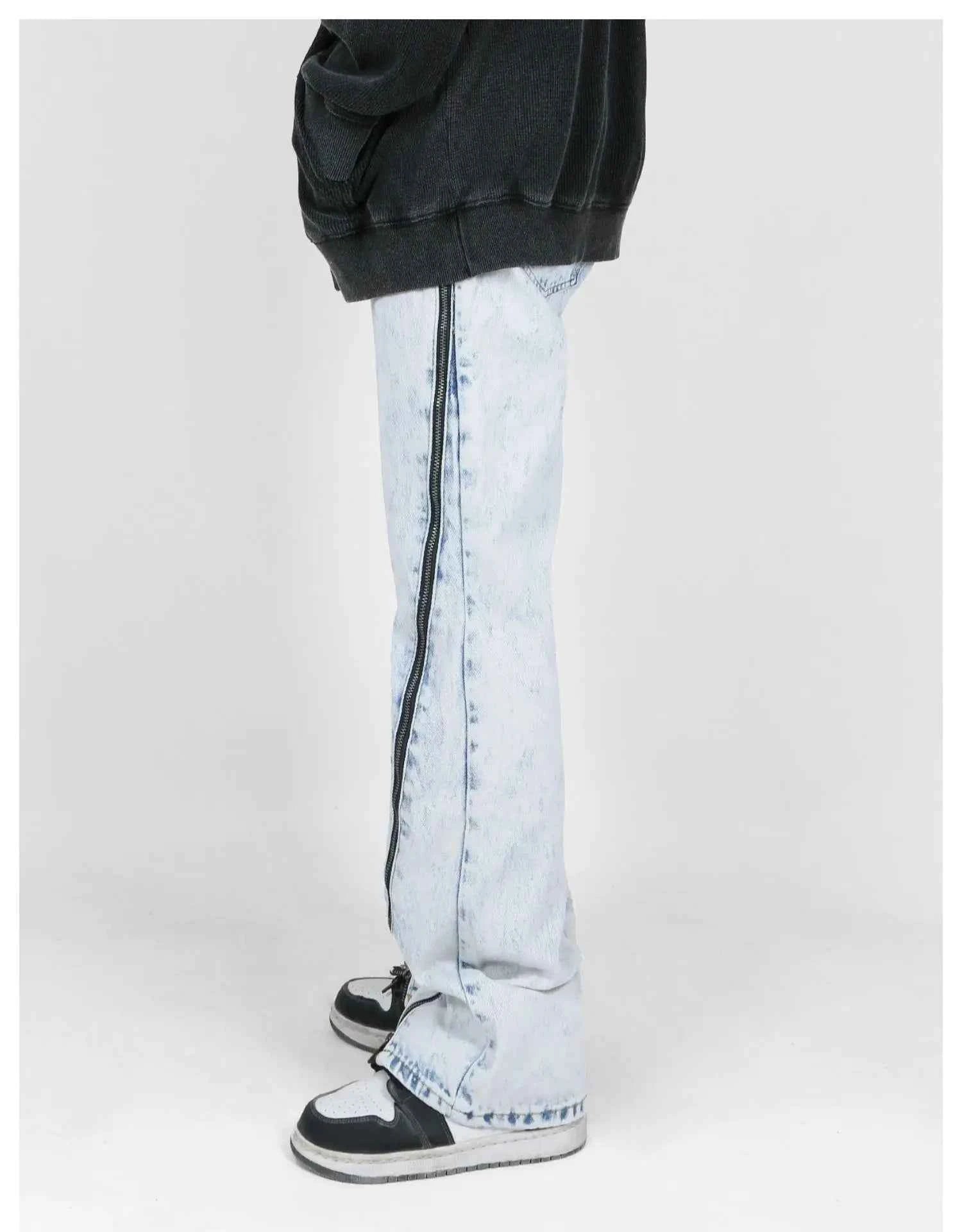 Versatile Acid-Wash Flared Denim Jeans