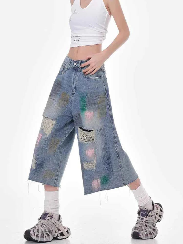 Boyfriend Graffiti Ripped Cool Jorts