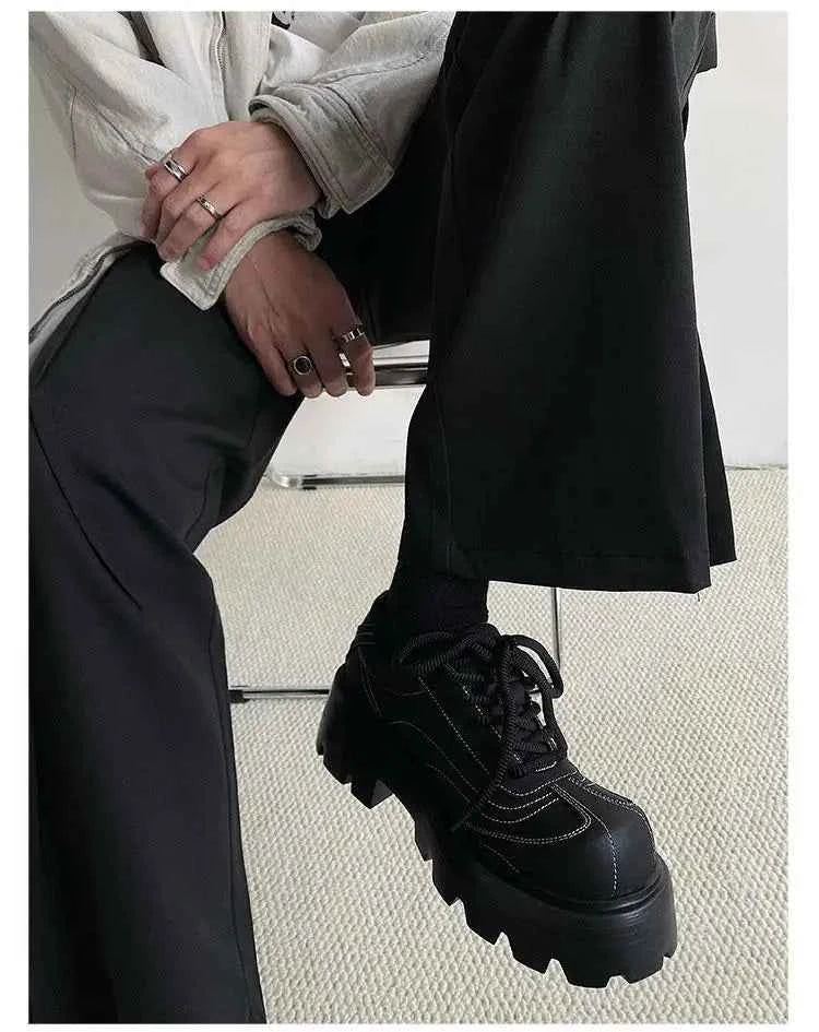 Autumn Cool Versatile Black Derby Shoes