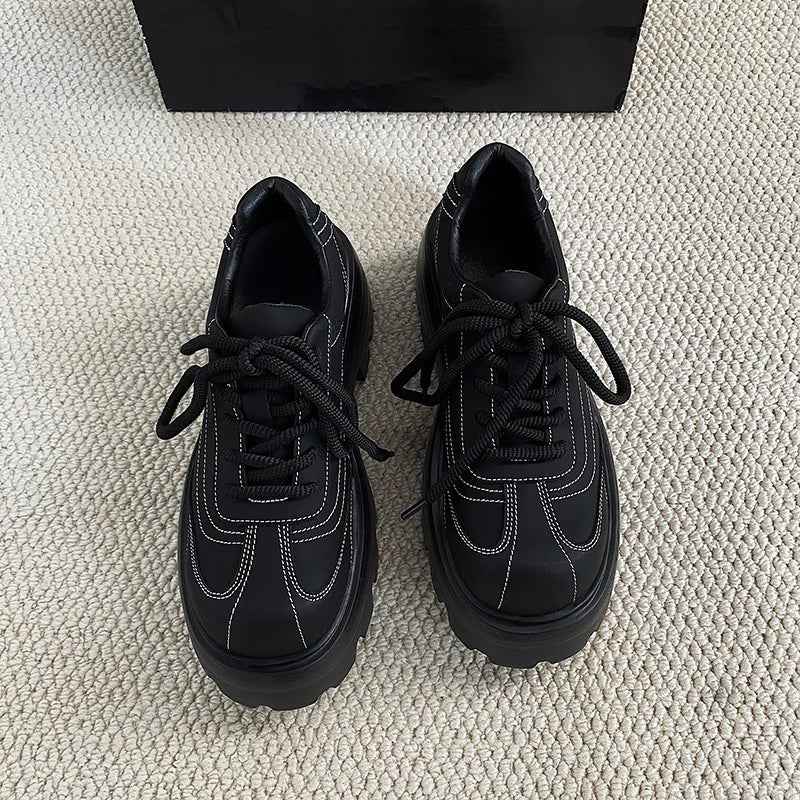 Autumn Cool Versatile Black Derby Shoes