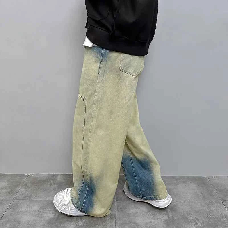 Streetwear Vintage Tie Dye Baggy Wide Leg Jeans