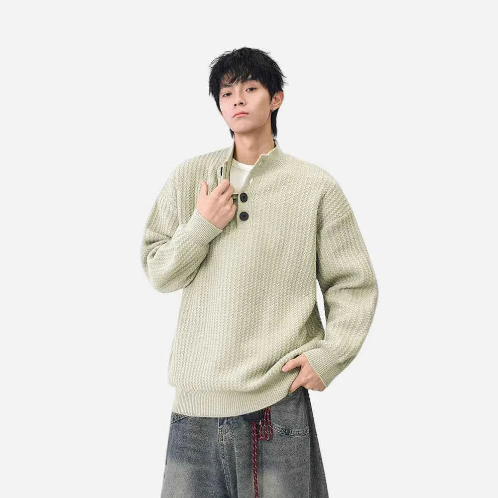 Cozy Mock Neck Waffle Knit Jumper Sweater
