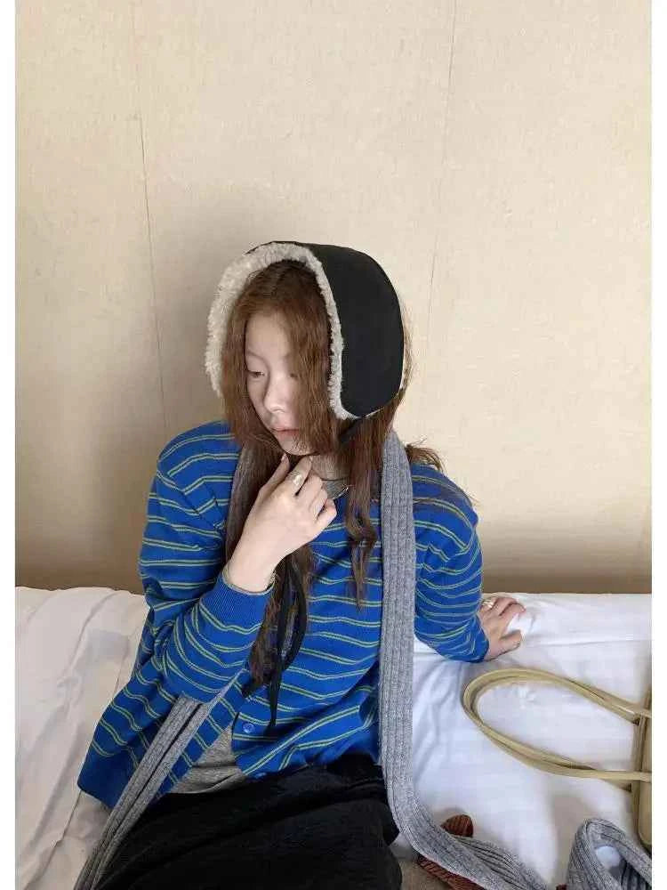 Korean Streetware Stylish Striped Cardigan