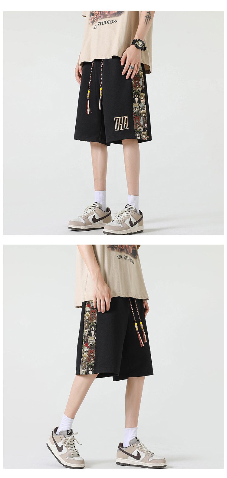 Kawaii Bear Side Patch Baggy Shorts