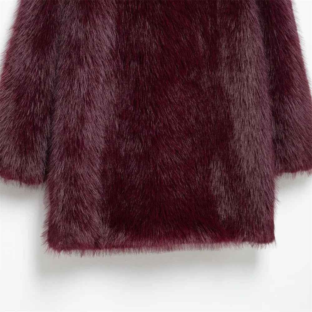 Warm Thick Faux Fur Casaul Woven Coat