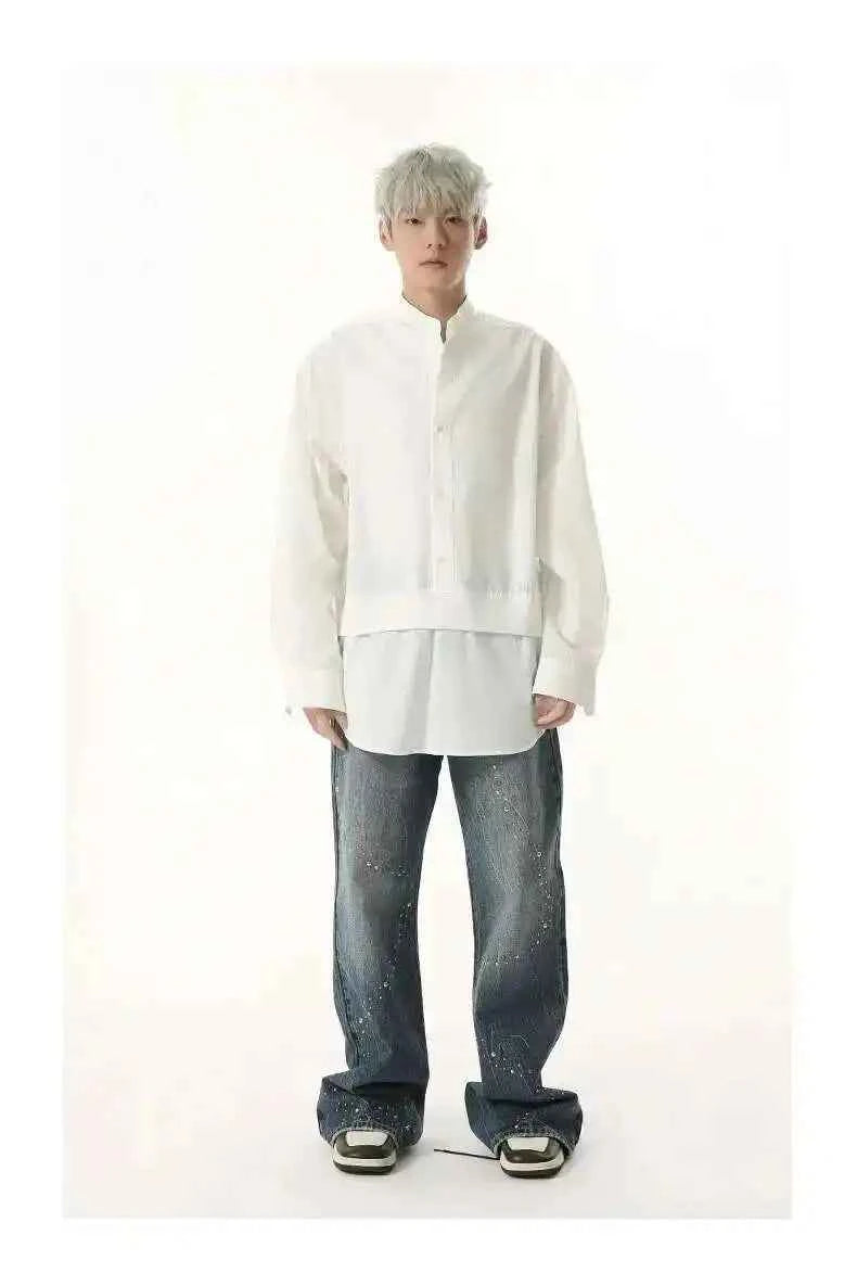 Sequin Patchwork Wornout Burr Edge Jeans