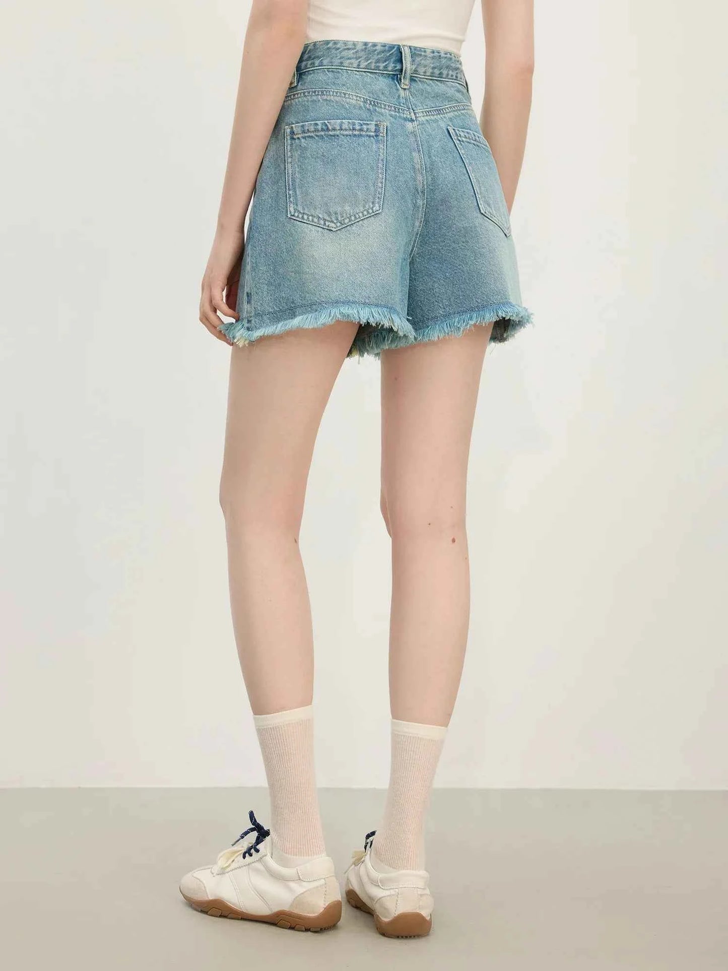 Minimalist Raw Edge Tassel High Jeans Short