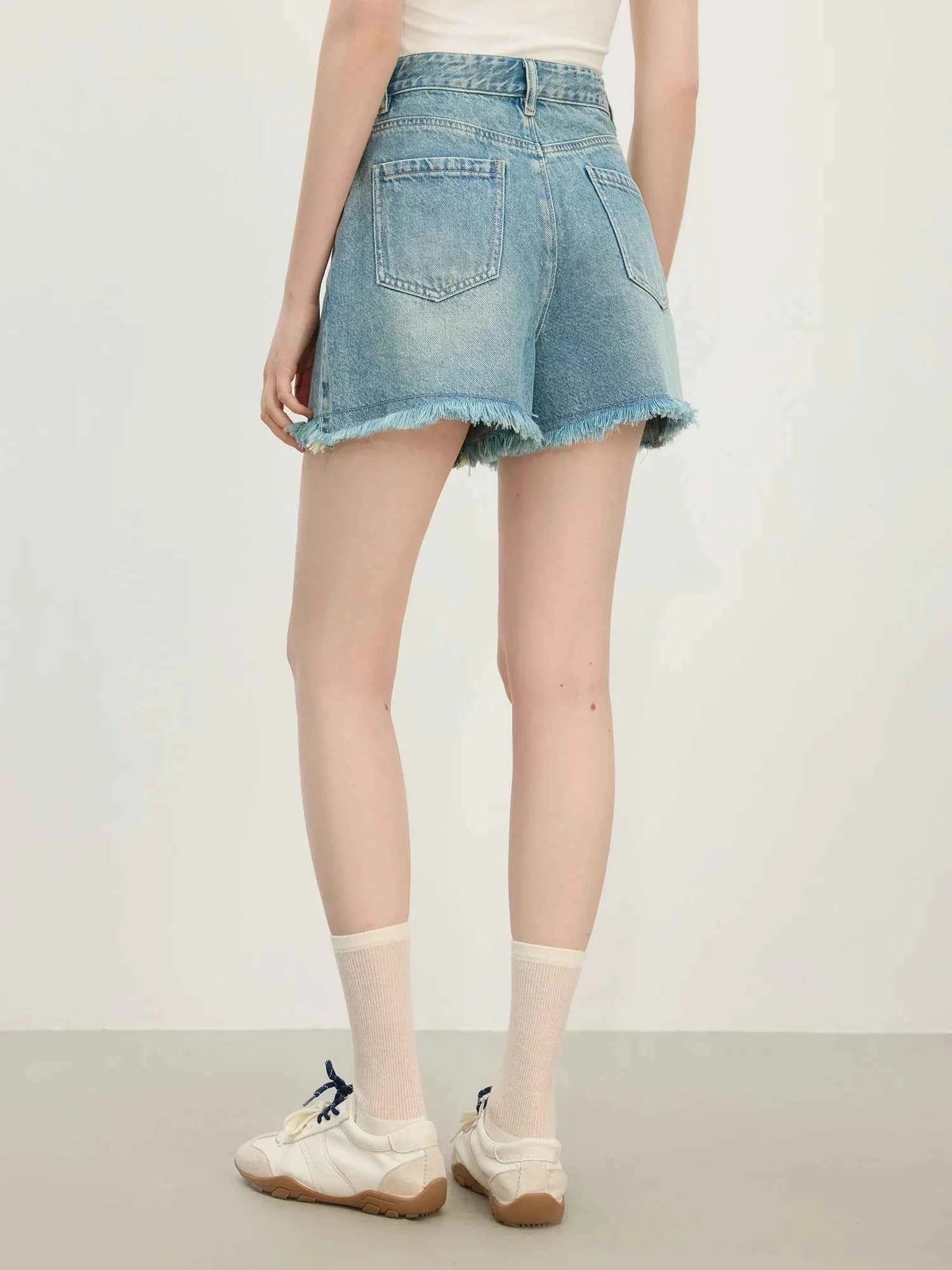 Minimalist Raw Edge Tassel High Jeans Short