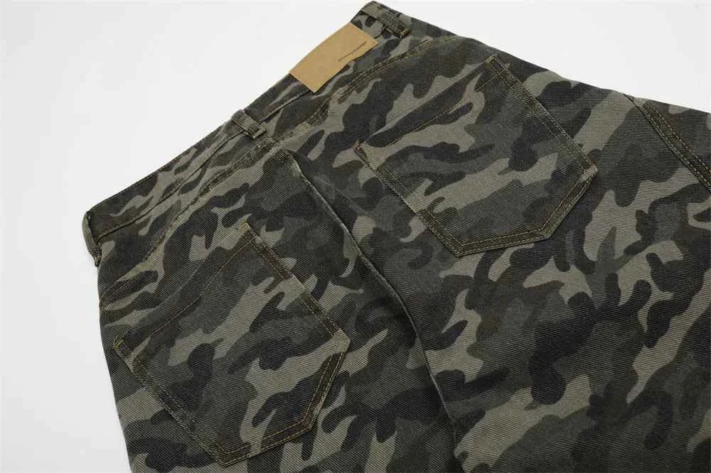 Trendy Retro Camouflage Loose Wide Leg Pants