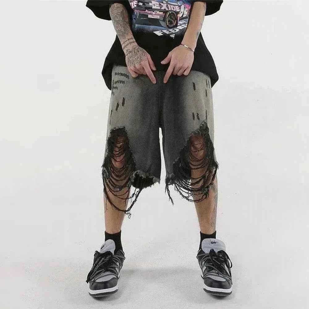 Featherlight Ripped Washed Retro Denim Jorts