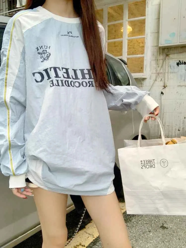 Laidback Comfort Oversized Letter Print Long Sleeve T-Shirt
