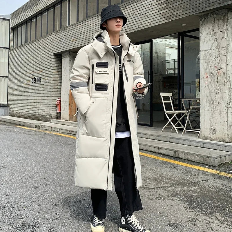 Streetwear Warm Resistant Hooded Down Puffer Coat - Luxuryurbanwear