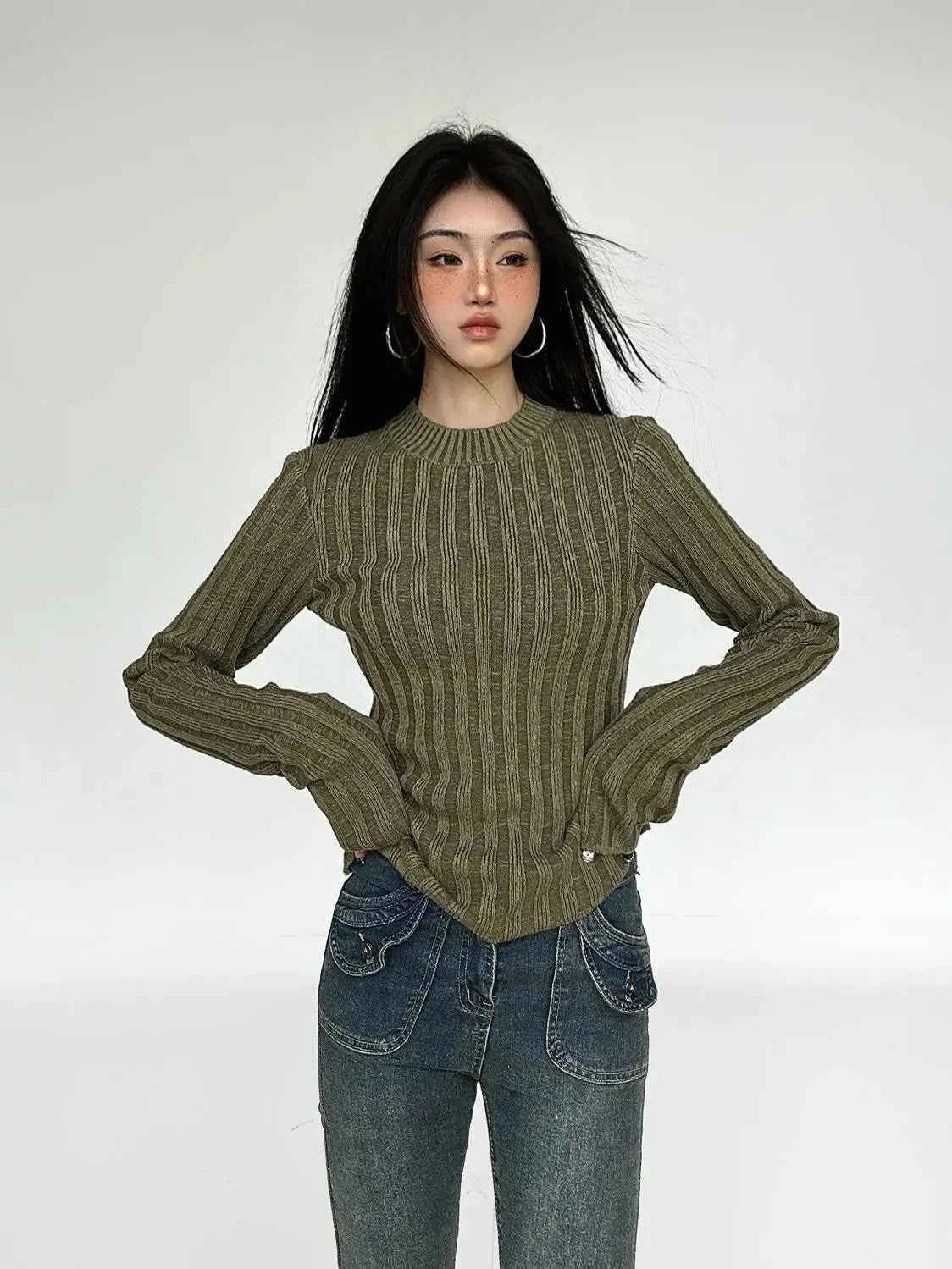 Women Casual Cozy Vintage Knit Sweater
