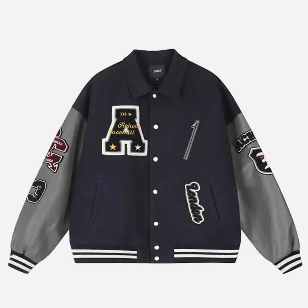 Effortless Embroidered Baseball Varsity Jacket