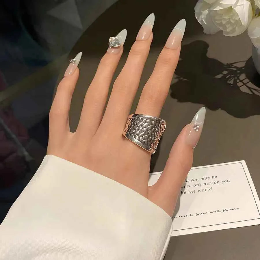 Women Sterling Silver Irregular Geometric Ring