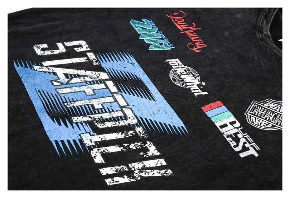 Y2K Versatile Black Hip Hop Letter Print T-Shirt