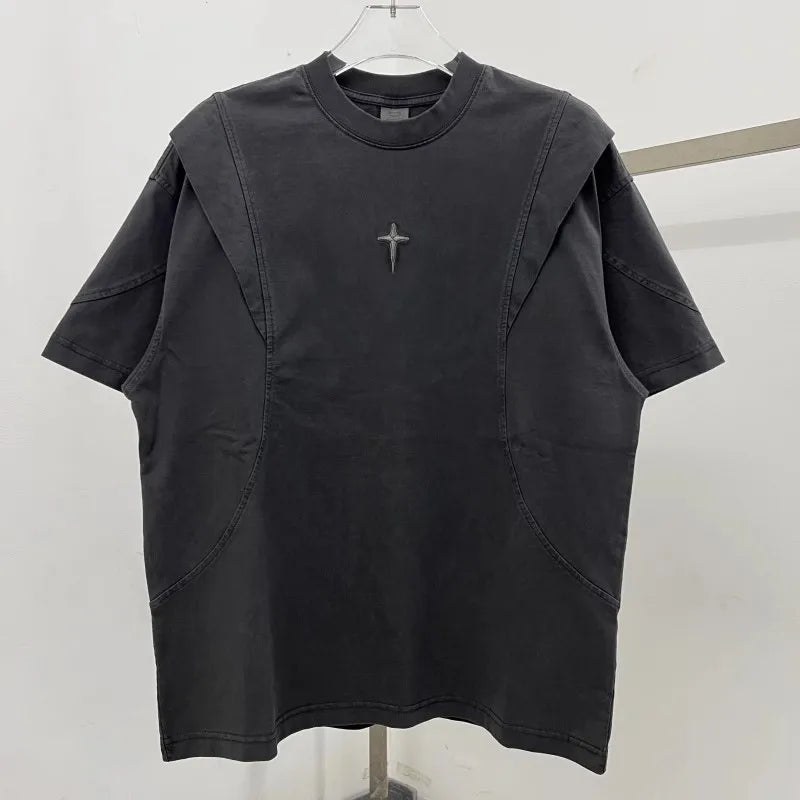 Patchwork Embroidery Unisex Oversized T-shirt