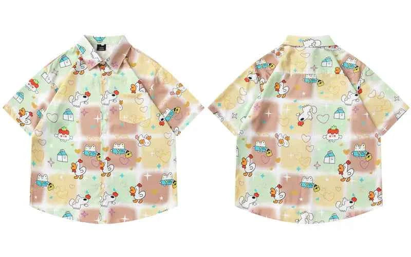 Y2K Vibrant Elevated Graphic Button-Up Shirt