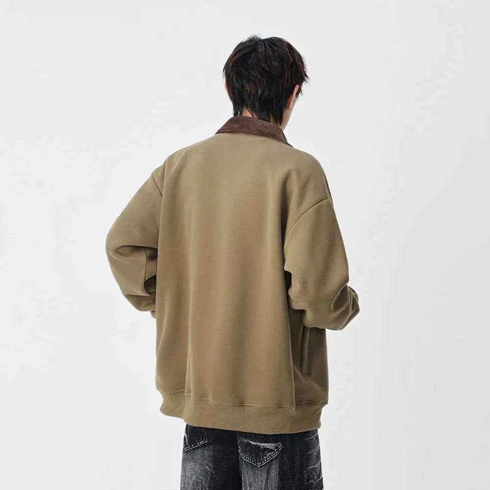 Fashionable Contrast Collar Casual Zip Jacket