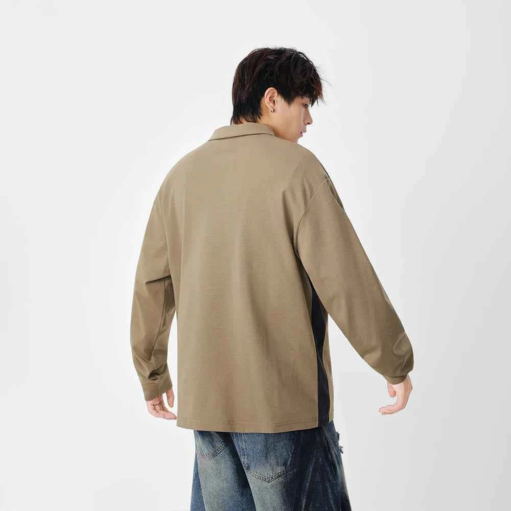 Fashionable Winter Contrast Polo Sweatshirt