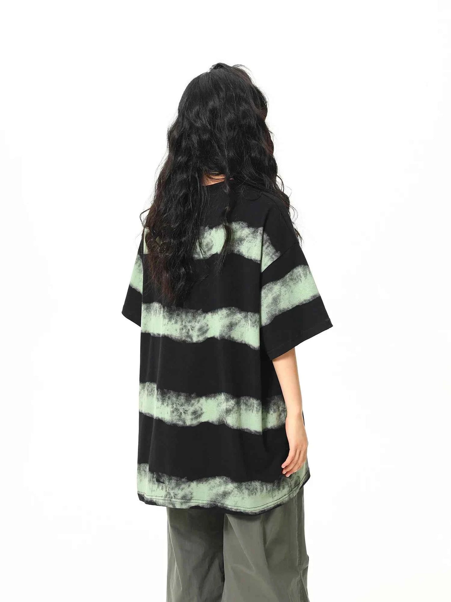 Streetwear Striped Retro Inkjet T-Shirt