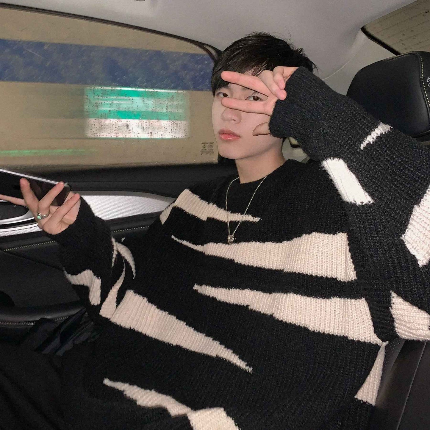 Stylish Retro Cozy Winter Striped Knit Sweater