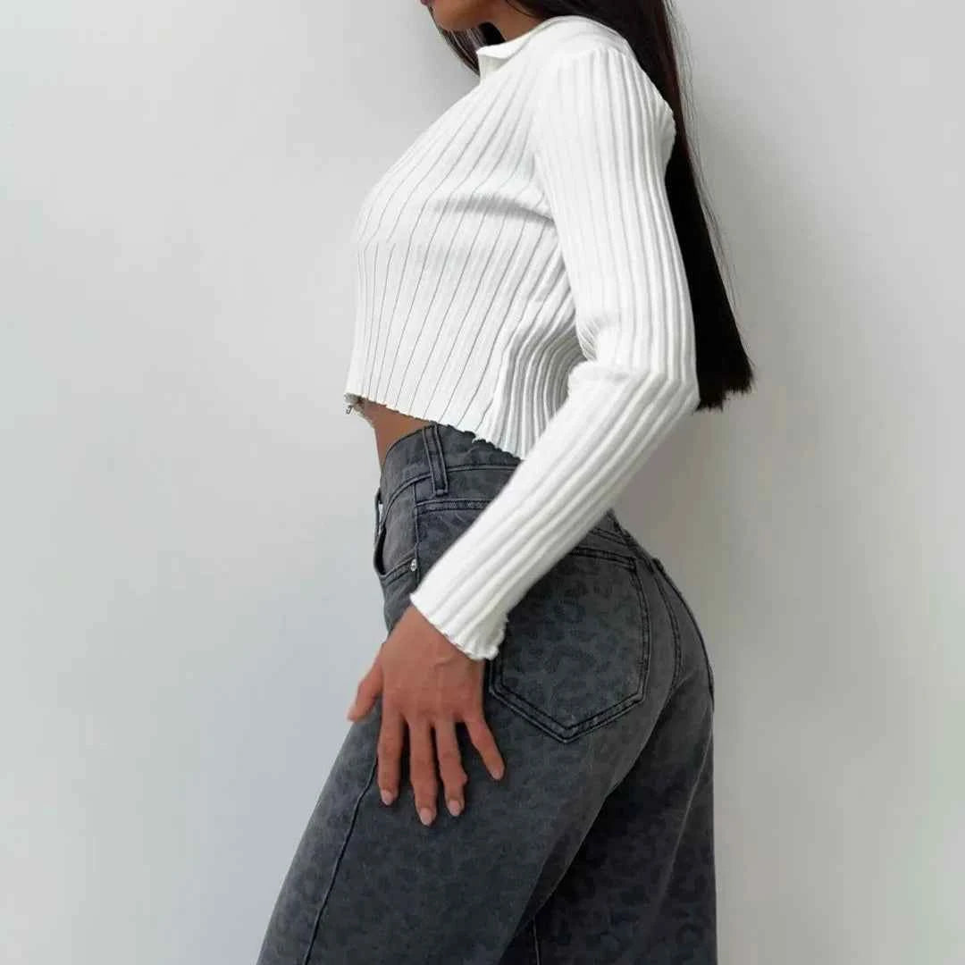 Leopard High Waist Straight Jeans