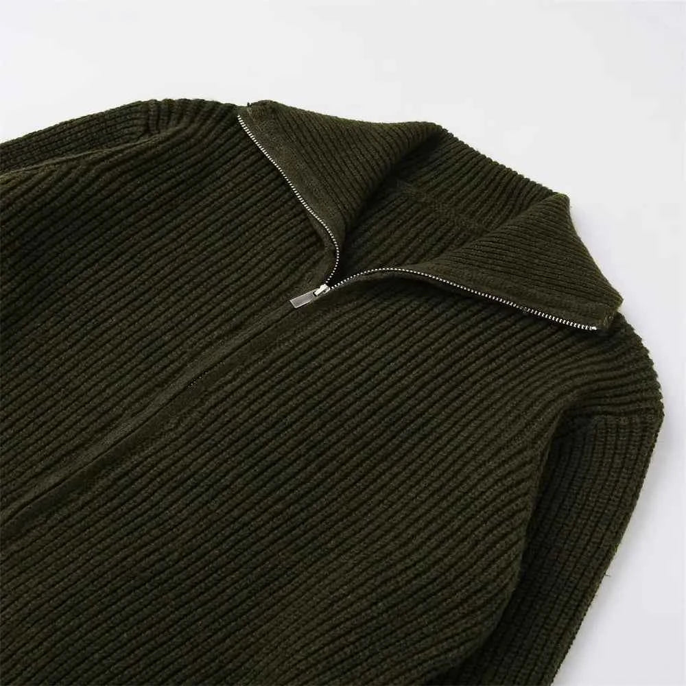 Y2K Warm Loose Zipper Knitted Cardigan